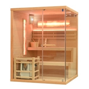 Sauna uscata cu soba Harvia 6kW pentru 3 persoane si montaj stanga EP3S 150 x 140 x 200 cm - Img 4