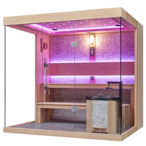 Sauna uscata finlandeza pentru interior MUE-1250 cu soba Harvia 6 kW – 220 x 180 x 210 cm, 4 locuri - Img 14