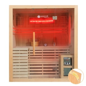 Sauna uscata MO-EA4S cu aragaz HARVIA 6 kW, piatra de sare si izolatie de perete 180x160x200 cm