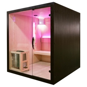 Saună uscată MO-EA4S LUX cu soba Harvia de 8 kW, piatră de sare și izolație de perete 180 x 180 x 200 cm - Img 12
