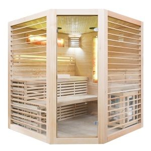 Saună uscată MO-EL4CS cu încălzitor Harvia de 8 kW, piatră de sare și izolație de perete 180 x 180 x 200 cm - Img 5