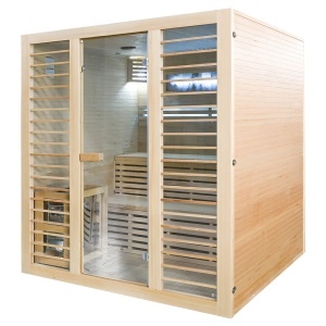 Saună uscată MO-EL4S cu soba Harvia 8 kW, piatră de sare și izolație de perete 180 x 180 x 200 cm - Img 6