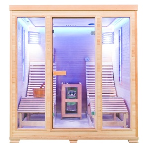 Saună uscată MO-EL5S-L cu aragaz Harvia 8 kW, șezlonguri, piatră de sare și izolație 180 x 180 x 190 cm - Img 4