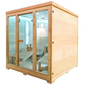 Saună uscată MO-EL5S-L cu aragaz Harvia 8 kW, șezlonguri, piatră de sare și izolație 180 x 180 x 190 cm - Img 14