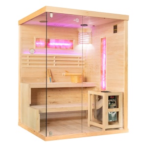 Sauna uscata MO-EP2S XL cu montaj dreapta, soba Harvia 4.5kW, 150 x 120 x 200 cm pentru 2 persoane - Img 2