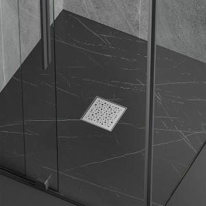 Scurgere cabina de dus tip sifon patrat Wave DL06 din inox 15 x 15 cm - Img 2