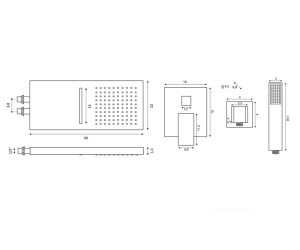 Set Baterie Dus PRO KASKADA 9007 Crom, Montaj In Perete, Para Dreptunghiulara Tip Ploaie 50x22 Cm, 2 Functii De Curgere A Apei, Crom - Img 4