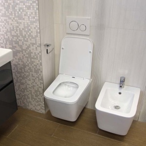 Set Bideu si Vas WC GEBERIT, ceramica sanitara, Vas WC IMPERIA PARIS RIMLESS + Bideu +Capac Soft-Close Inclus SLIM PREMIUM+Cadru+Clapeta - Img 4
