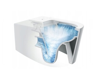 Set Bideu si Vas WC PRO GEBERIT, ceramica sanitara clementina, Vas WC ALBA RIMLESS + Bideu + Capac Soft-Close Inclus SLIM PREMIUM + Cadru + Clapeta - Img 5