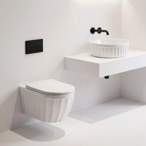 Set cu Vas de toaletă suspendat si Lavoar pe blat Rea Duo White