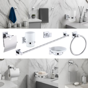 Set de accesorii pentru baie 6 in 1 DYLAN Crom - Img 11