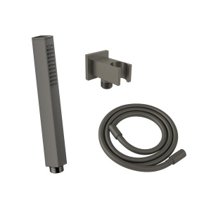 Set de dus incastrat, grafit periat, cap de dus subtire Veldman Quadro Grafit, 30 cm cu perie - Img 6