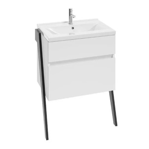 Set dulap baza suspendat Defra Op-Arty alb lucios cu lavoar compozit Flex 60 cm - Img 2