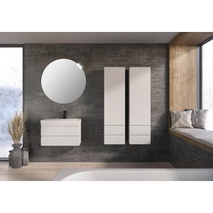 Set mobilier baie suspendat cu lavoar Kolpasan Naomi 70 x 45 cm alb - Img 2