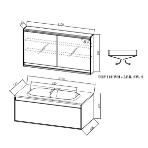 Set mobilier baie suspendat cu lavoar Kolpasan Pandora negru 110 cm - Img 5