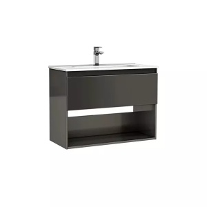 Set mobilier baie suspendat Gala Daily antracit lucios 80 x 46 x 56.5 cm cu lavoar