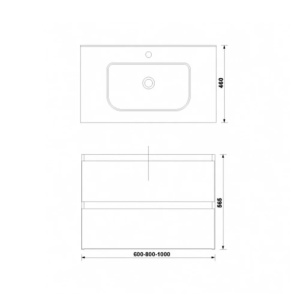 Set mobilier baie suspendat Gala Daily galet lucios 60 x 46 x 56.5 cm cu lavoar 60 cm - Img 2