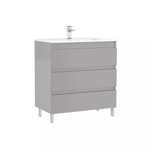 Set mobilier pe pardoseala Gala Daily galet lucios 80 x 46 cm cu lavoar si 3 sertare