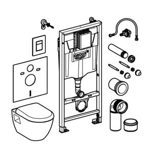 Set rezervor WC Grohe Solido 5 in 1 si clapeta crom Skate Cosmopolitan plus vas WC cu capac softclose - Img 3
