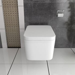 Set Vas WC PRO GROHE, Montaj Suspendat, Ceramica Sanitara, Vas WC CUBIC RIMLESS + Capac Soft-Close STANDARD Inclus + Cadru + Clapeta - Img 10