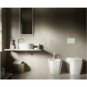 Set vas wc si bideu pe pardoseala Hatria Bianca Rimless BackToWall cu capac soft close - Img 7