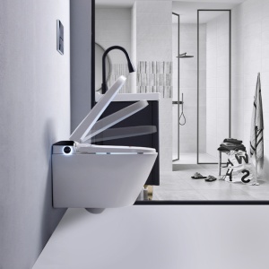 Set vas WC Smart ,cu functie bideu, Buton Crom, cadru inclus - Img 16