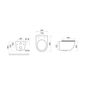 Set vas WC suspedat rimless cu capac soft close Spectrum Trendi Slim negru-auriu - Img 3