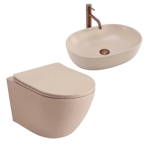 Set Vas WC Suspendat Focus + Lavoar pe Blat Rea Focus Taupe