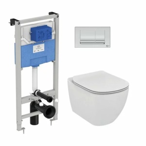 Set vas wc suspendat Ideal Standard Tesi AquaBlade cu capac inchidere lenta si rezervor Ideal Standard Prosys - Img 1