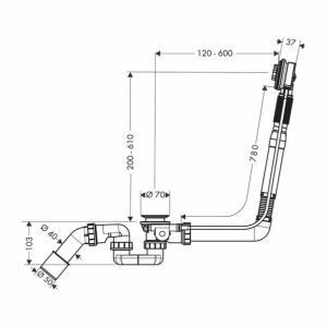 Sifon cu preaplin pentru cada Hansgrohe Exafill S crom - Img 2