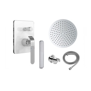 Sistem Complet de Dus PRO, Montaj In Perete,Para Patrata / Rotunda / Dreptunghiulara Tip Ploaie 20x20 - 40x40 Cm, 2 Functii ,Finisaj Crom/Alb - Img 10