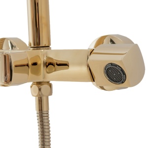 Sistem Complet De Dus REA ROGER GOLD, Montaj Pe Perete,Para Rotunda Tip Ploaie 25x25 cm, 2 Functii De Curgere A Apei, Finisaj GOLD - Img 4