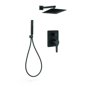 Sistem de dus incastrat Invena Glamour negru mat - Img 1