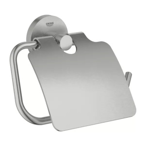 Suport hartie igienica cu aparatoare Grohe Essentials crom periat Supersteel - Img 1