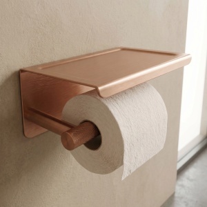 Suport pentru hârtie igienică cu poliță Rea 6613 Modern Copper Brush - Img 2