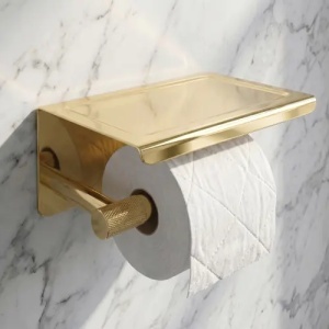 Suport pentru hârtie igienică cu poliță Rea 6613 Modern Gold - Img 2