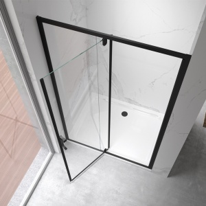 Usa de dus batanta pentru nisa KZ19D negru mat 100 x 195 cm sticla 6 mm - Img 5