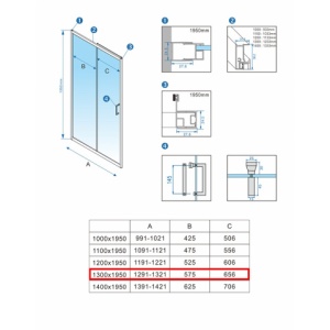 Usa de dus KZ14D culoare Crom, dimensiune reglabila 125-130cm - Img 16