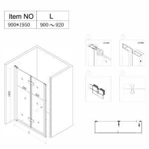 Usi pentru dus cu rame negre si sticla securizata 6mm SH01 B 90 cm - Img 13
