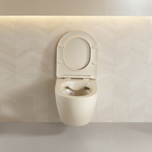 Vas de toaleta suspendat Mizu Cappuccino, rimless cu capac din duroplast cu softclose - Img 6