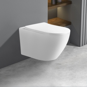 Vas de toaleta suspendat Mizu Tornado White, rimless cu capac din duroplast cu softclose - Img 7