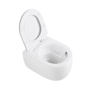 Vas de toaleta suspendat Tornado Lake White, rimless cu capac din duroplast si softclose - Img 5