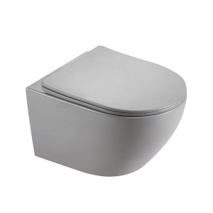 Vas de WC suspendat Mizu Grey Matt, rimless cu capac softclose