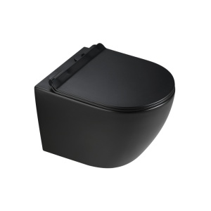 Vas toaleta WC suspendat Mizu Black Matt cu capac din duroplast cu softclose - Img 8