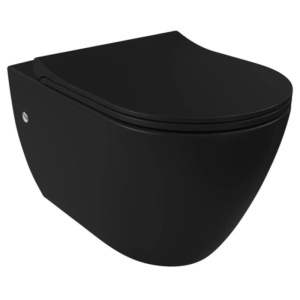 Vas wc cu functie bideu, baterie apa calda/rece, Negru Mat, montaj suspendat, capac Soft-Close, 56 x 36 cm - Img 2