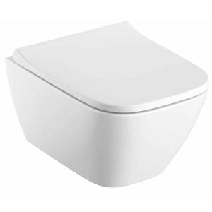 Vas WC oval si suspendat rimfree Geberit Smyle Square alb
