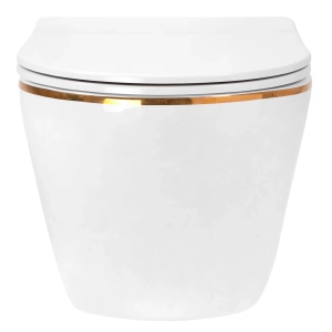 Vas WC suspendabil Rea Carlo Tornado Rimless Flat GOLD EDGE - Img 3