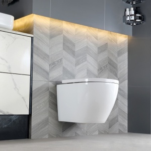 Vas WC suspendat Mizu Tornado White TR-02, rimless cu capac din duroplast si inchidere softclose - Img 2