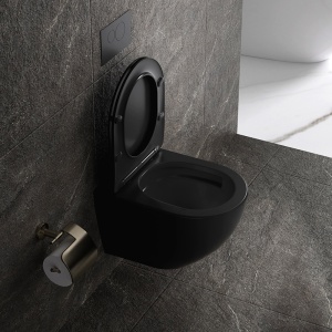 Vas WC suspendat Nero Black cu sistem tornado, rimless si capac cu softclose - Img 2