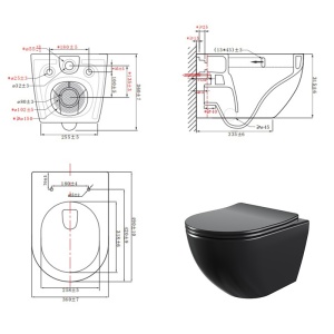 Vas WC suspendat Nero Black cu sistem tornado, rimless si capac cu softclose - Img 12